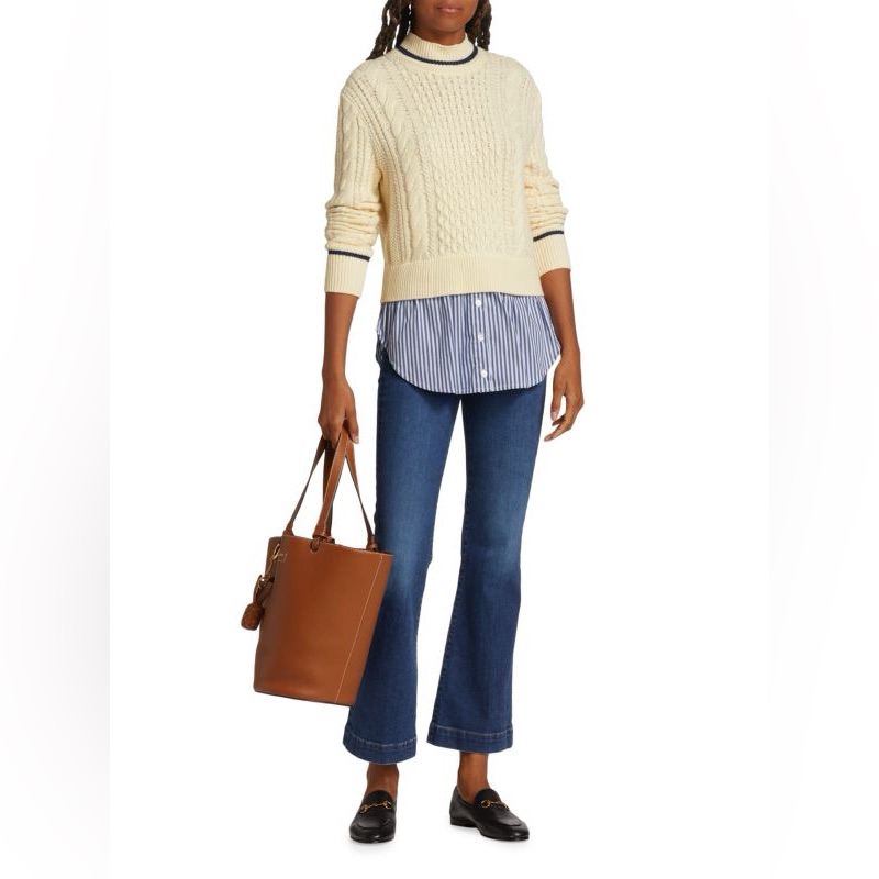 Nwt Veronica Beard Fritz Mixed Media High Mock Neck Sweater Sz Xs